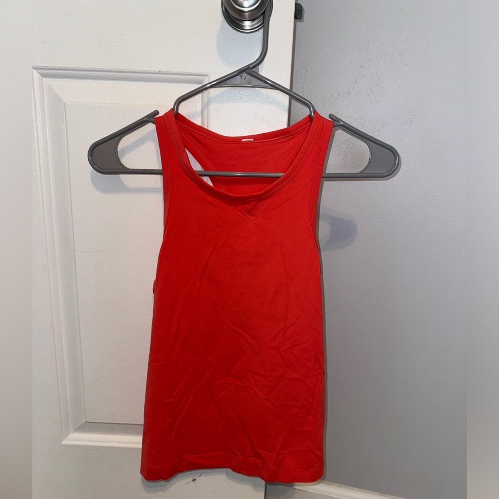 Lululemon align waist-length racer back tank top in pale raspberry, size 8